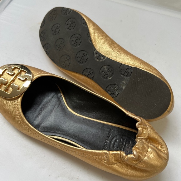 Tory Burch Gold Slip on Shoes Ballet Flats Size 6 1/2 M - Picture 7 of 10